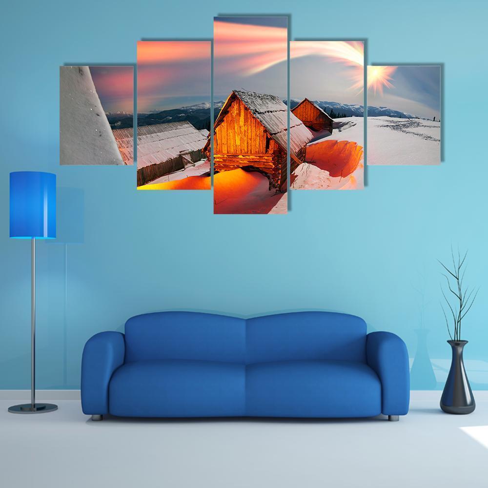 Blizzard Covered Alpine Fields – Nature Canvas Wall Art