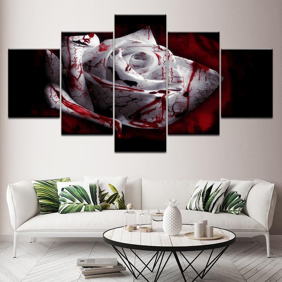 Blood Dark White Rose Flower – Nature Canvas Wall Art
