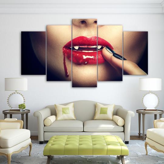 Blood Red Lips Of A Vampire – Abstract Canvas Wall Art