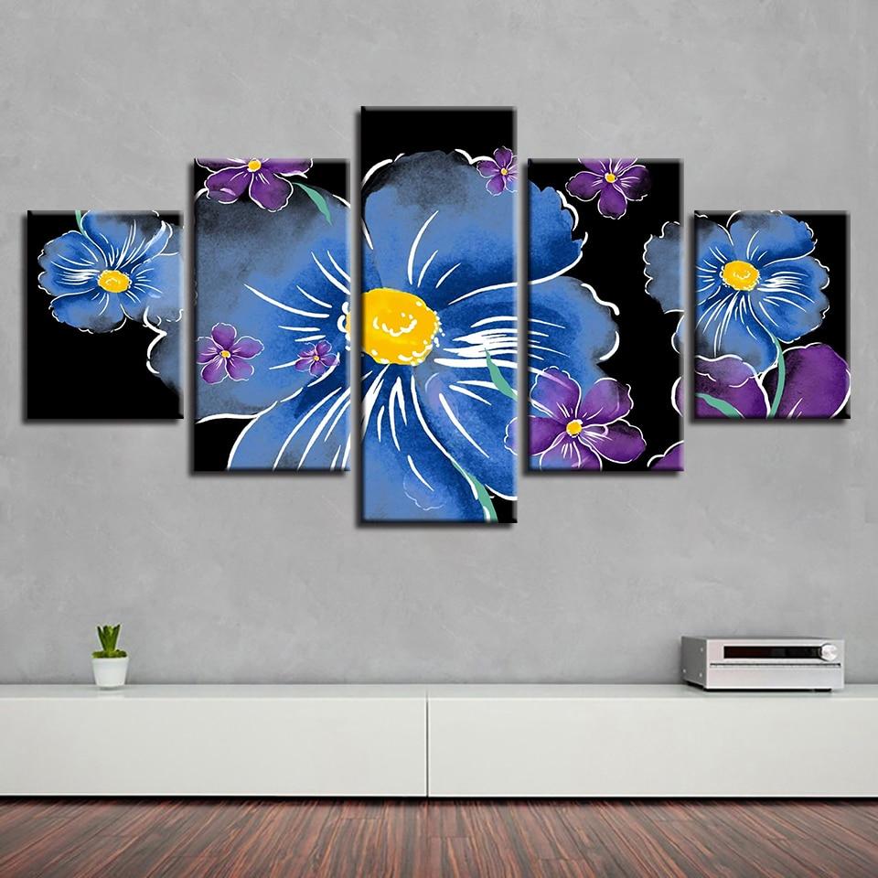 Blue And Purple Flowers – Nature Canvas Wall Art