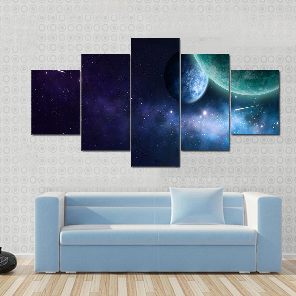 Blue And Purple Nebula On Black – Space Canvas Wall Art
