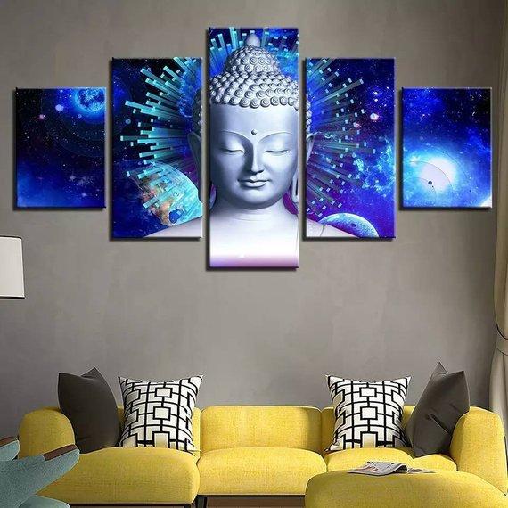 Blue Aura Buddha – Religion Canvas Wall Art