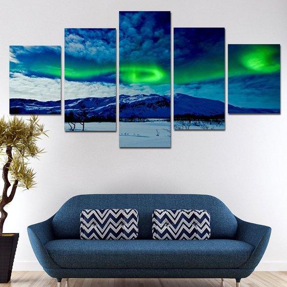 Blue Aurora Borealis – Nature Canvas Wall Art