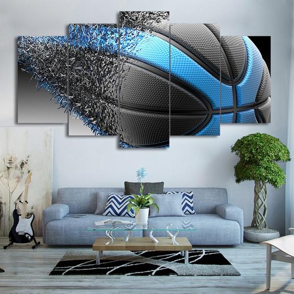 Blue Black Basketball Disintegration – Sport Canvas Wall Art
