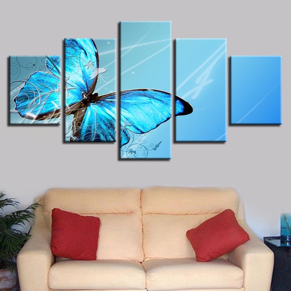 Blue Butterfly Insect – Animal Canvas Wall Art