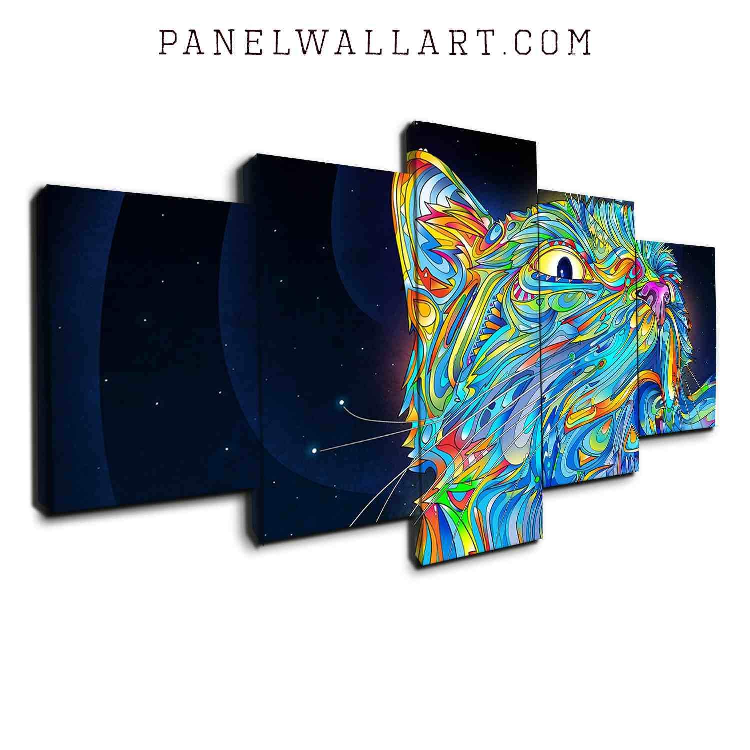 Blue Cat 1 – Abstract Animal Canvas Wall Art