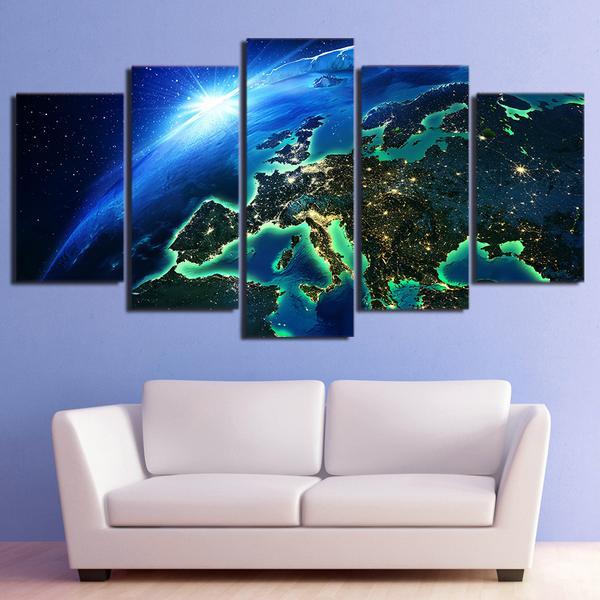 Blue Earth Horizon Universe World 01 – Space Canvas Wall Art