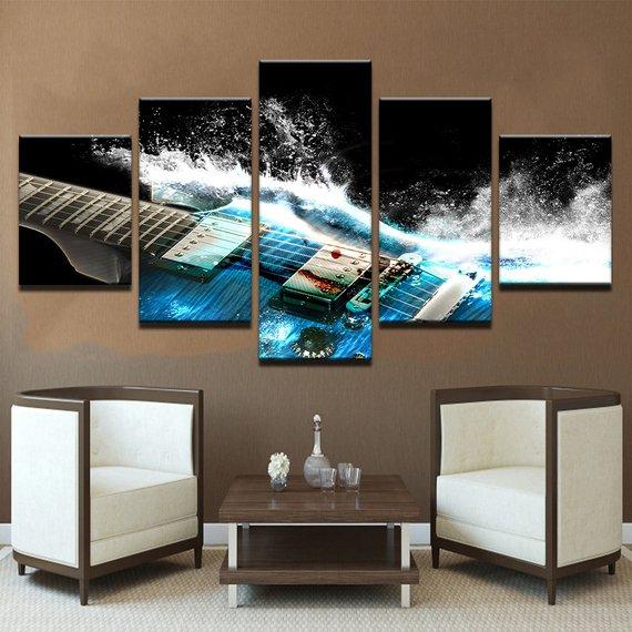 Blue Electric Guitar 02 – Music Canvas Wall Art