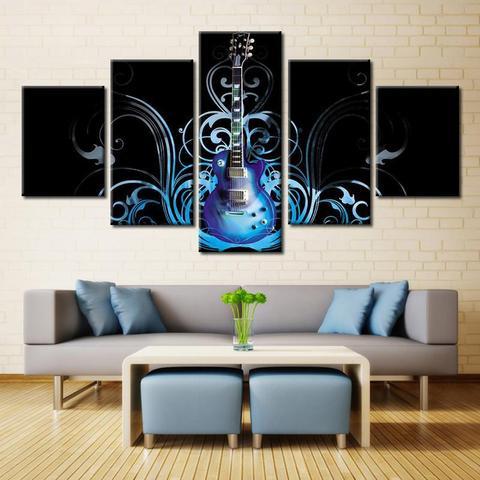 Blue Electric Guitar 1 – Music Canvas Wall Art