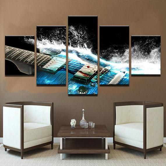 Blue Electric Guitar – Music Canvas Wall Art
