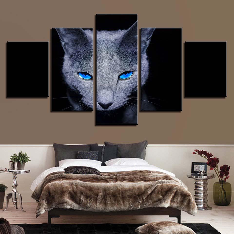 Blue Eyes Gray Cat – Animal Canvas Wall Art