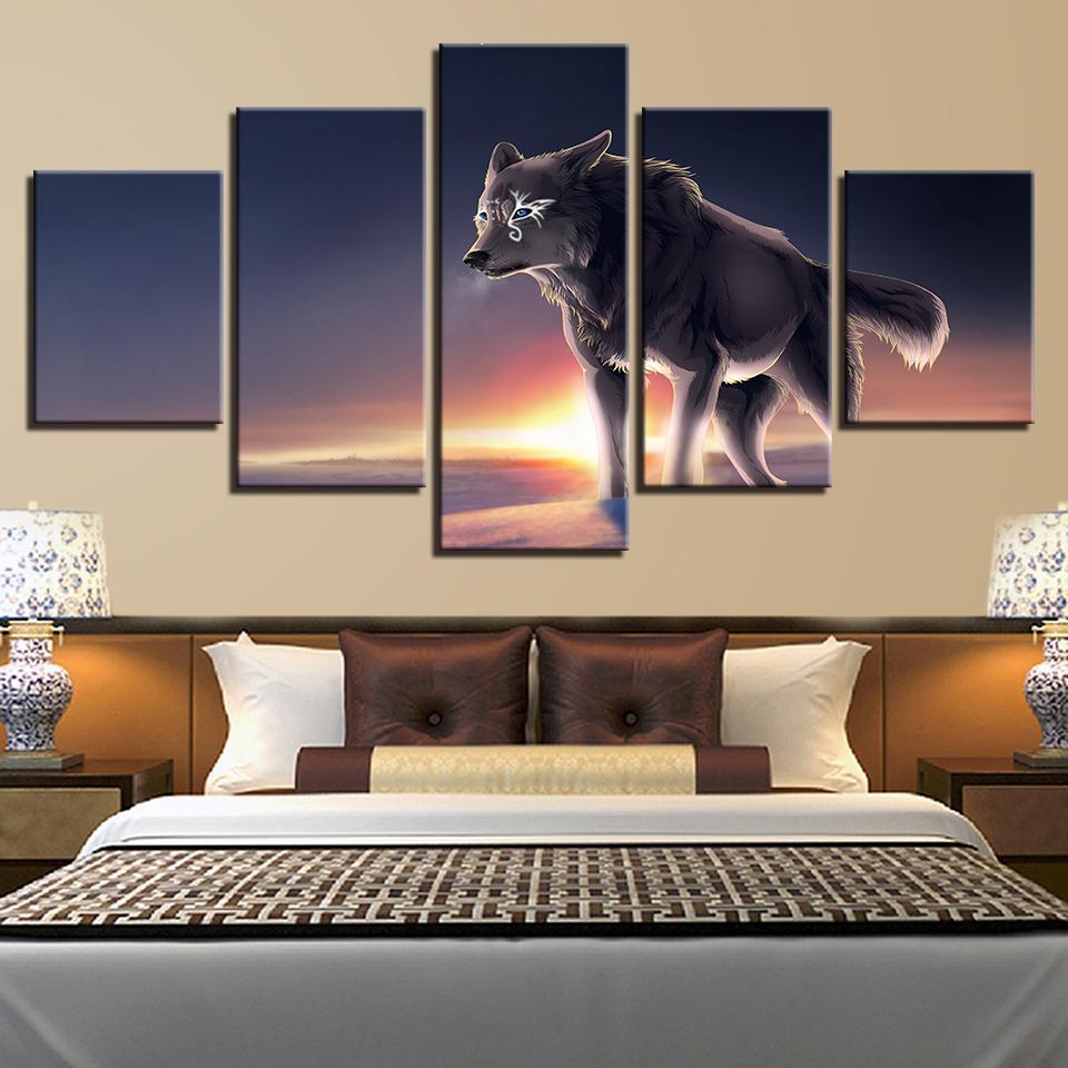 Blue Eyes Gray Wolf – Animal Canvas Wall Art