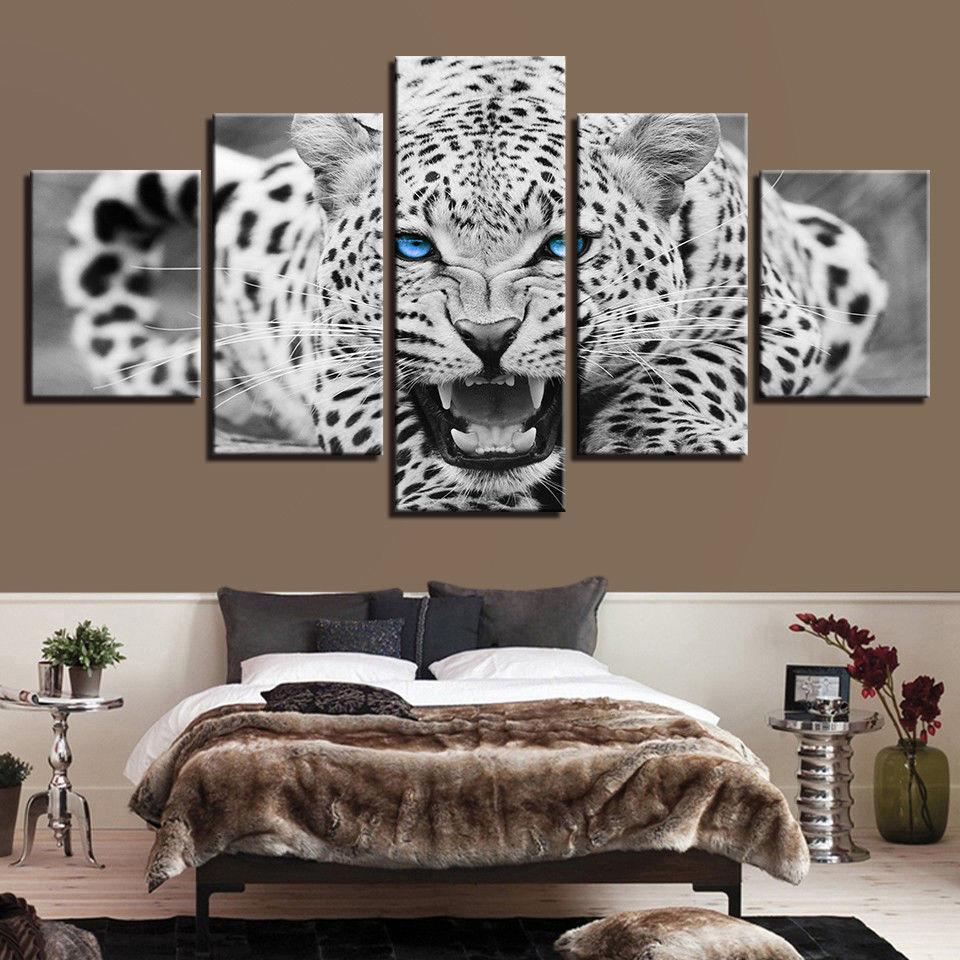 Blue Eyes Leopard Tiger Animal – Animal Canvas Wall Art