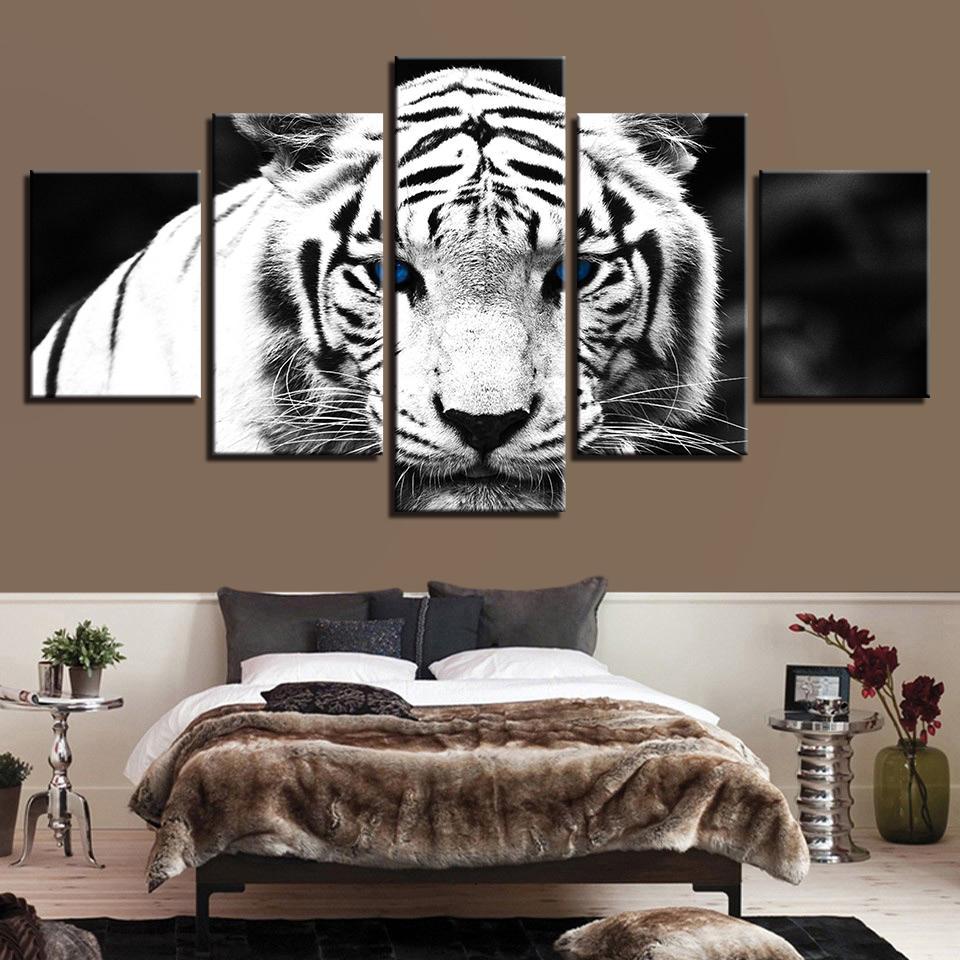 Blue Eyes White Tiger – Animal Canvas Wall Art