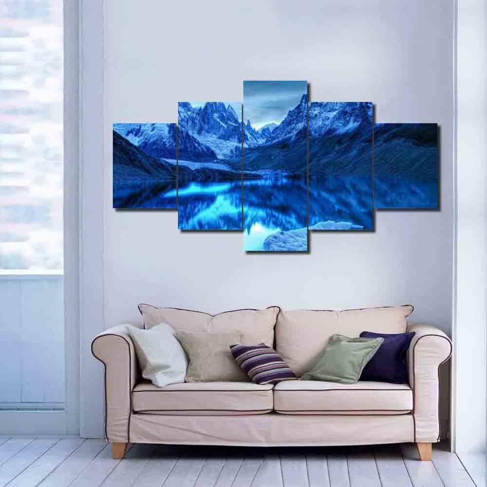 Blue Ice Lake And Snow Mountain – Nature Canvas Wall Art