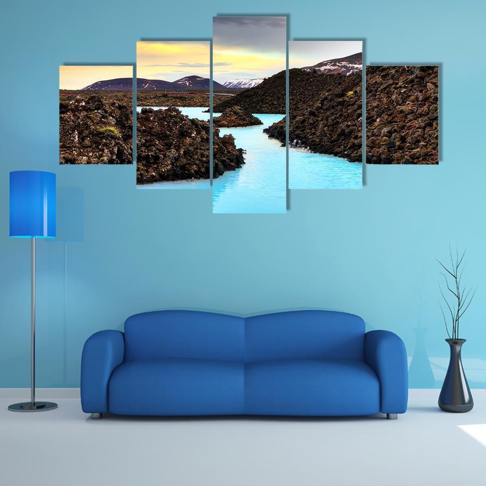 Blue Lagoon Waters In The Lava Field – Nature Canvas Wall Art