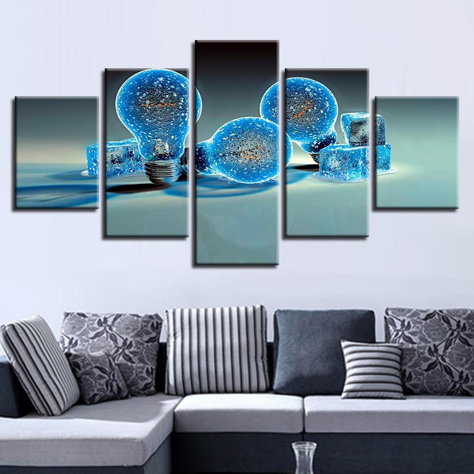 Blue Light Bulb – Abstract Canvas Wall Art