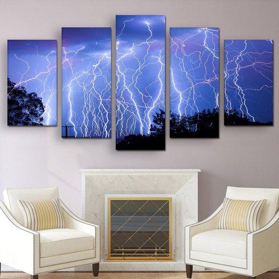 Blue Lightning 01 – Nature Canvas Wall Art