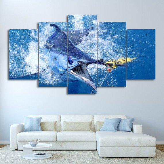 Blue Marlin Master Angler – Animal Canvas Wall Art