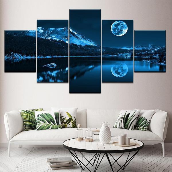 Blue Moon Night Scene – Nature Canvas Wall Art