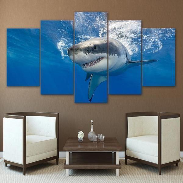 Blue Ocean Huge Shark Animal – Canvas Wall Art