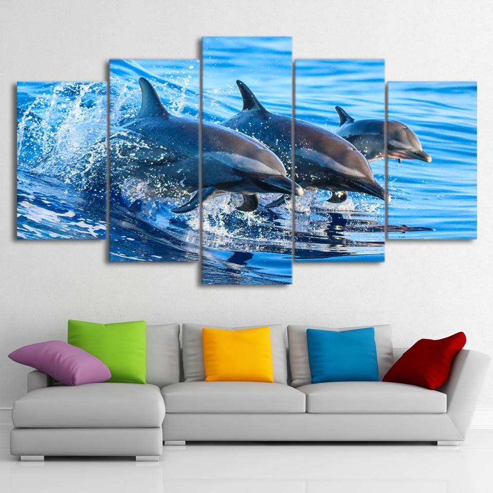 Blue Ocean Jumping Dolphin – Animal Canvas Wall Art