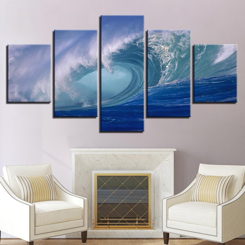 Blue Ocean Sea Rolling Waves Seascape – Nature Canvas Wall Art