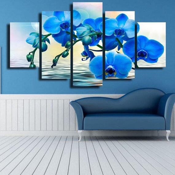 Blue Orchid Floral – Nature Canvas Wall Art