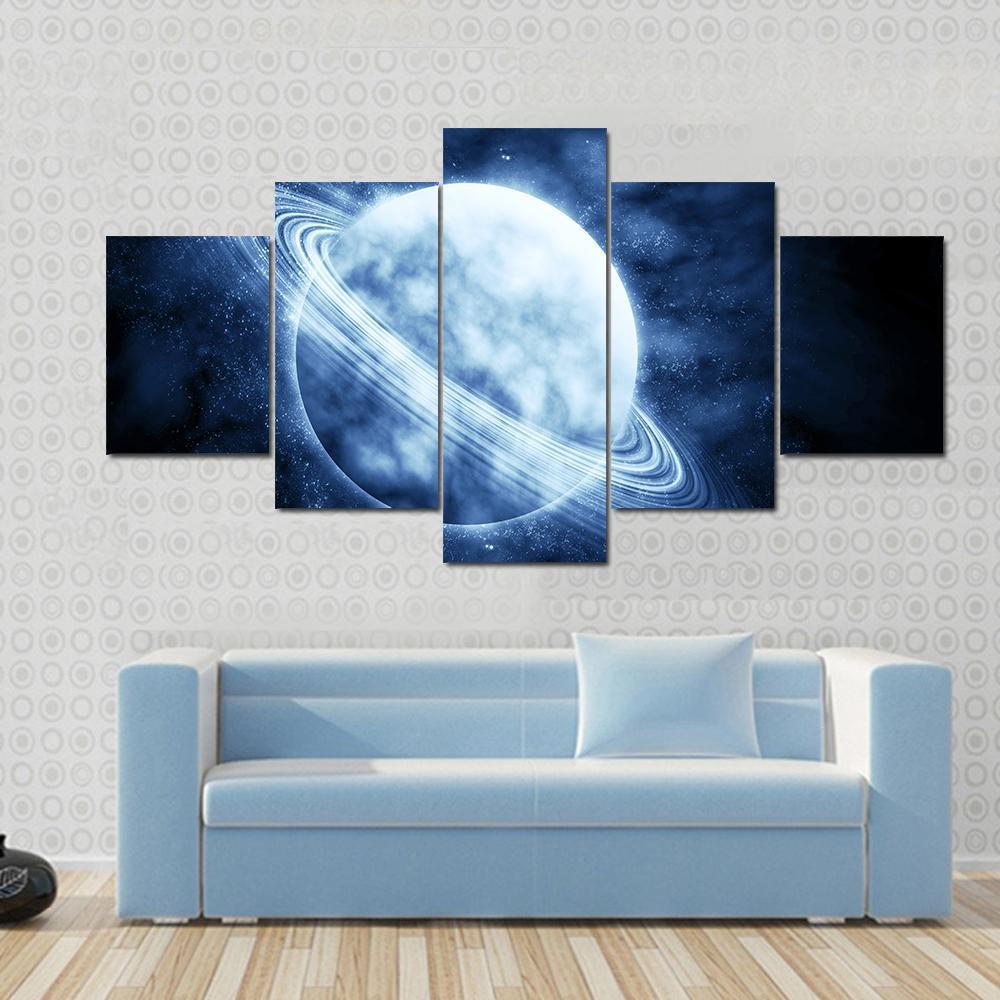 Blue Planet In Beautiful Space Image – Space Canvas Wall Art