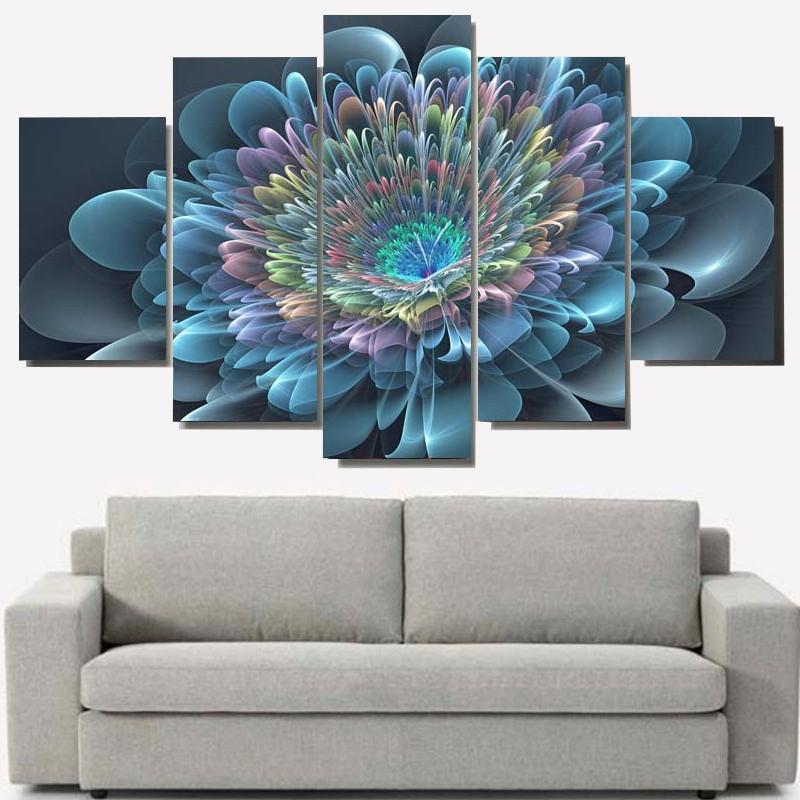 Blue Rainbow Flowers – Nature Canvas Wall Art