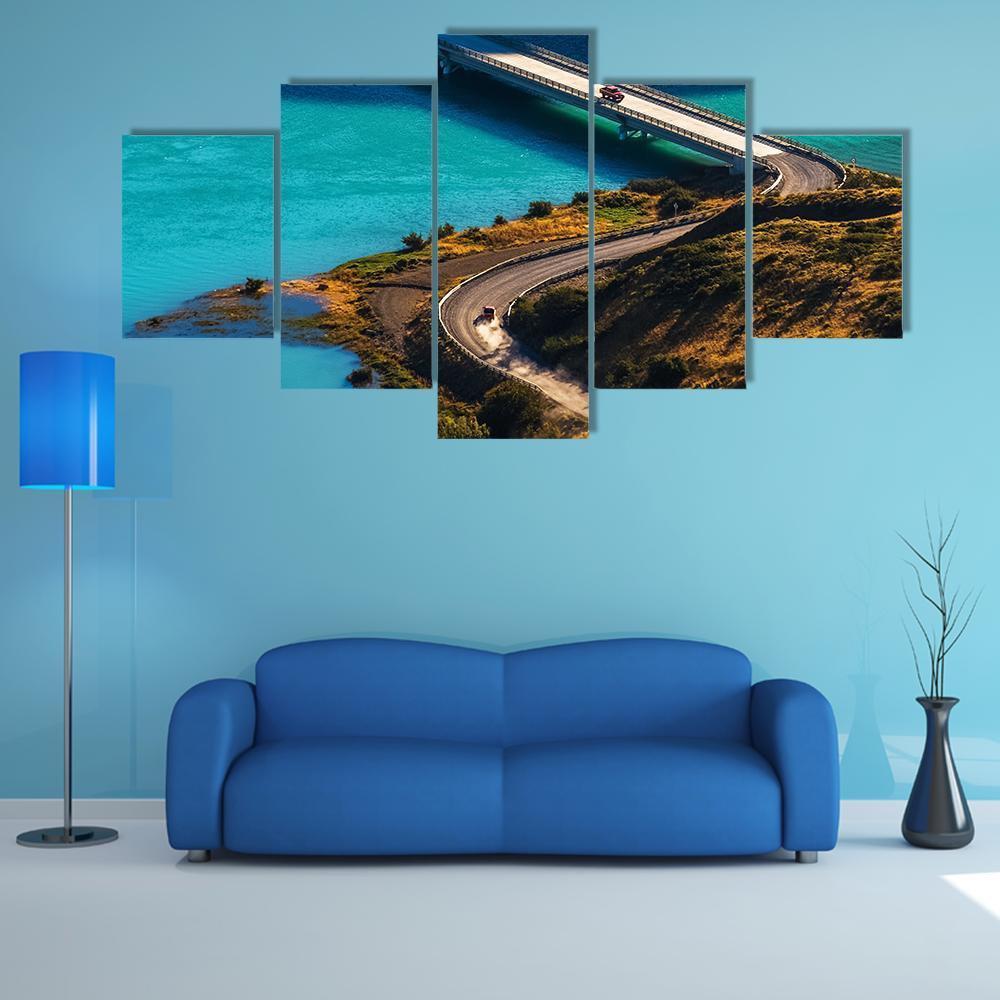 Blue River On The Bridge In Chile – Nature Canvas Wall Art