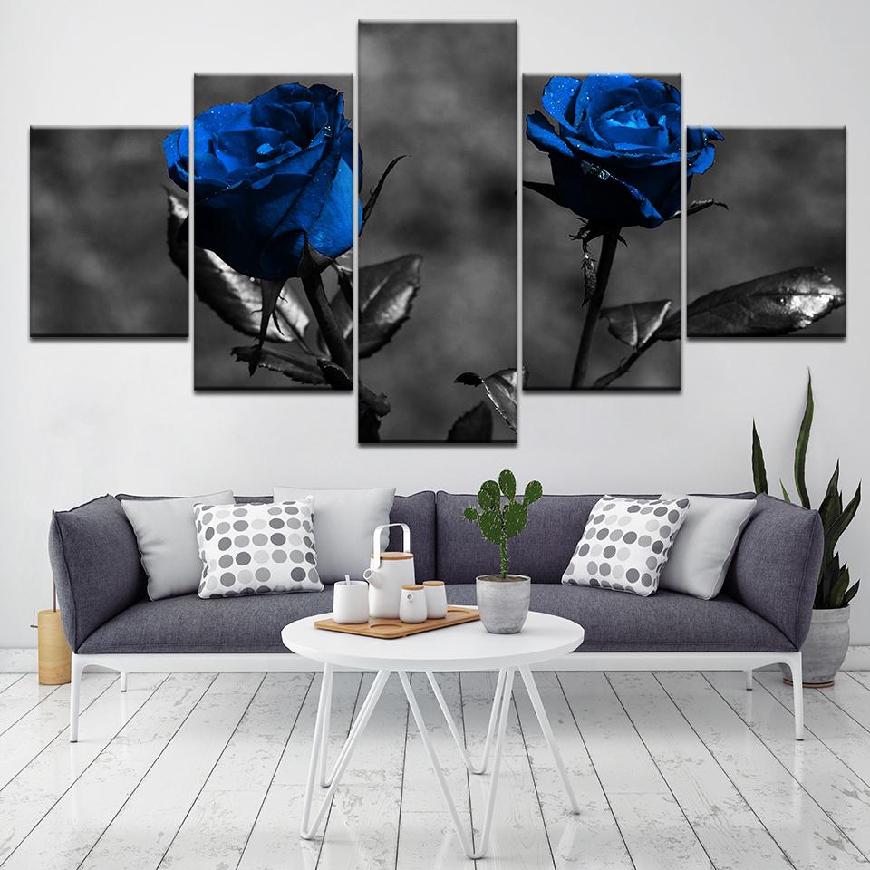 Blue Roses Flowers – Nature Canvas Wall Art