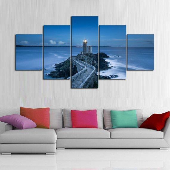 Blue Sea Lighthouse – Nature Canvas Wall Art