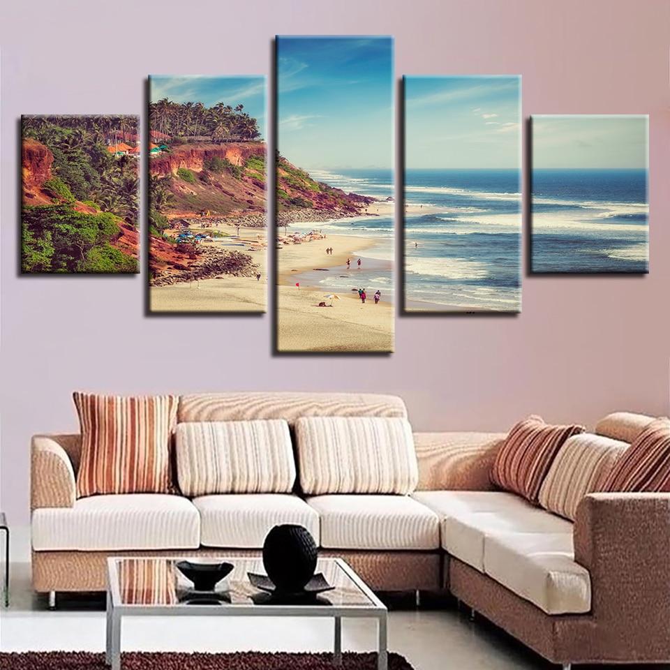 Blue Sea Mountain Beach – Ocean Canvas Wall Art