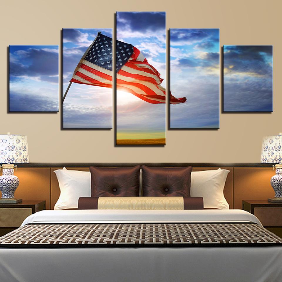 Blue Sky American Flag – Abstract Canvas Wall Art