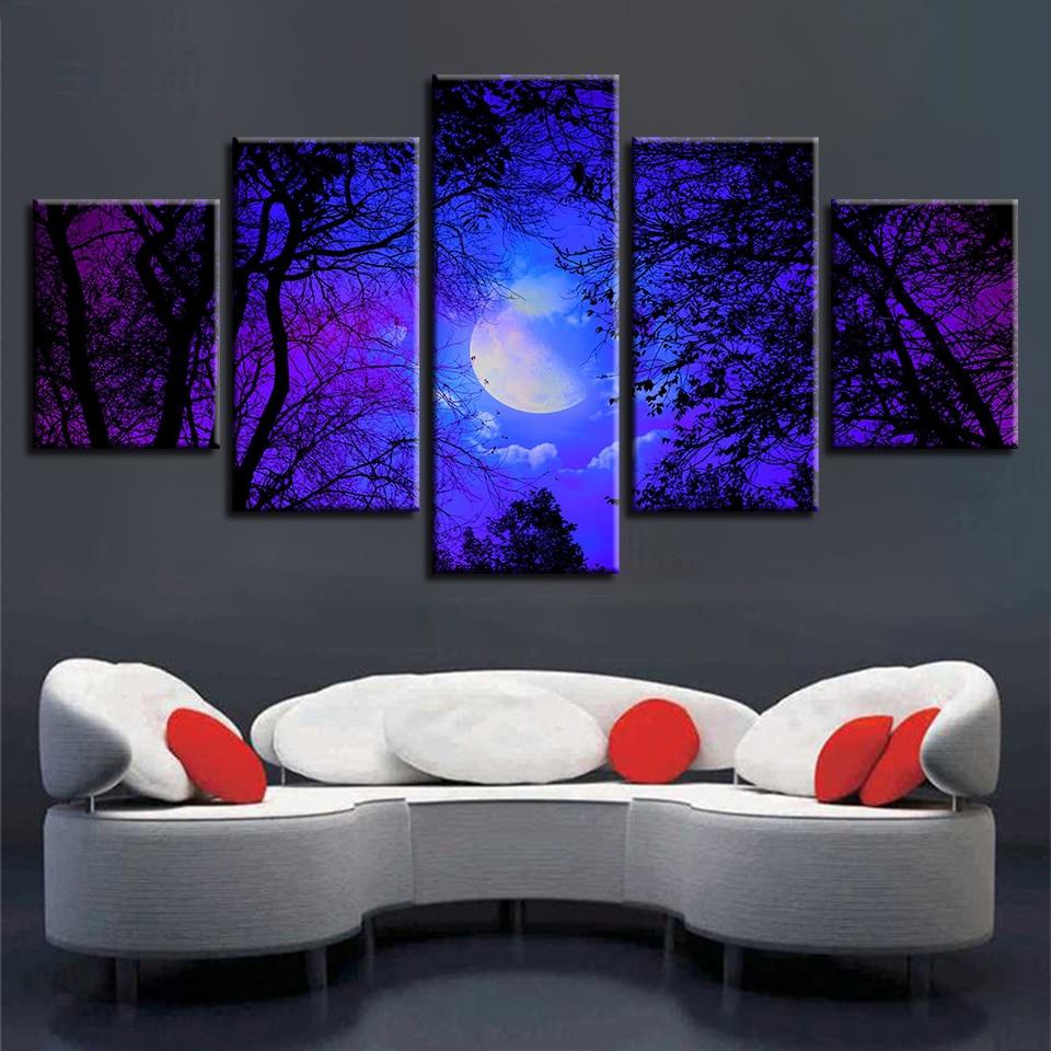 Blue Sky Moon Space Canvas Wall Art