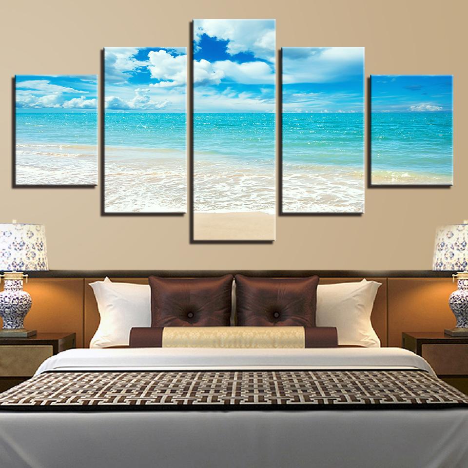 Blue Sky Sea Waves Beach – Space Canvas Wall Art