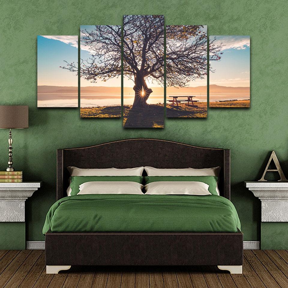 Blue Sky Tree Silhouette Natural Landscape – Nature Canvas Wall Art