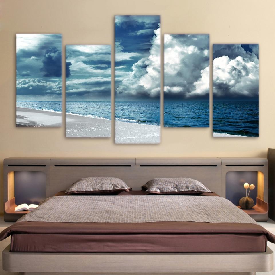 Blue Sky White Cloud And Beach – Nature Canvas Wall Art