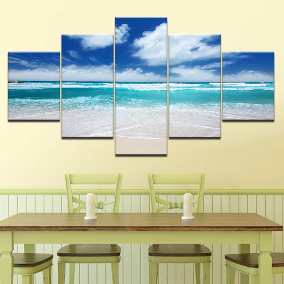 Blue Sky White Cloud Beach – Nature Canvas Wall Art
