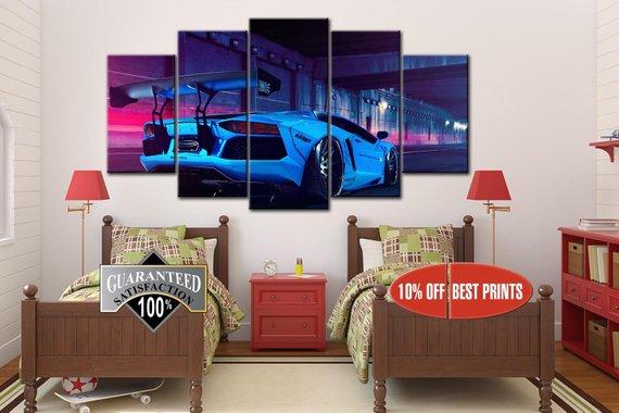 Blue Sport Nissan Car – Automative Canvas Wall Art