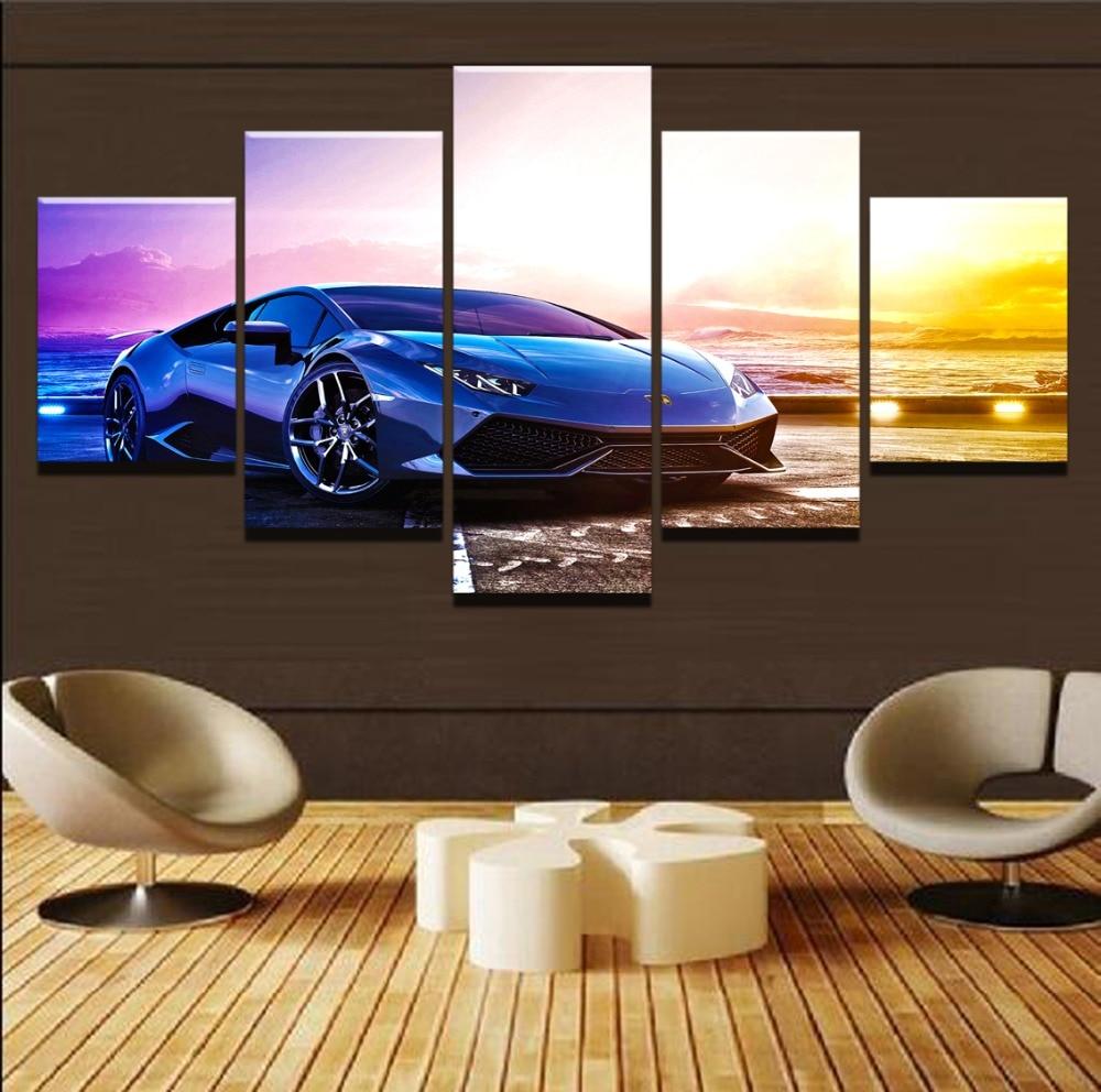 Bmw Blue Car At Sunset Car – Canvas Wall Art