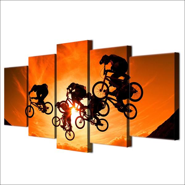 Bmx Bicycle Bike Motocross Jumping Sunset – Sport Canvas Wall Art