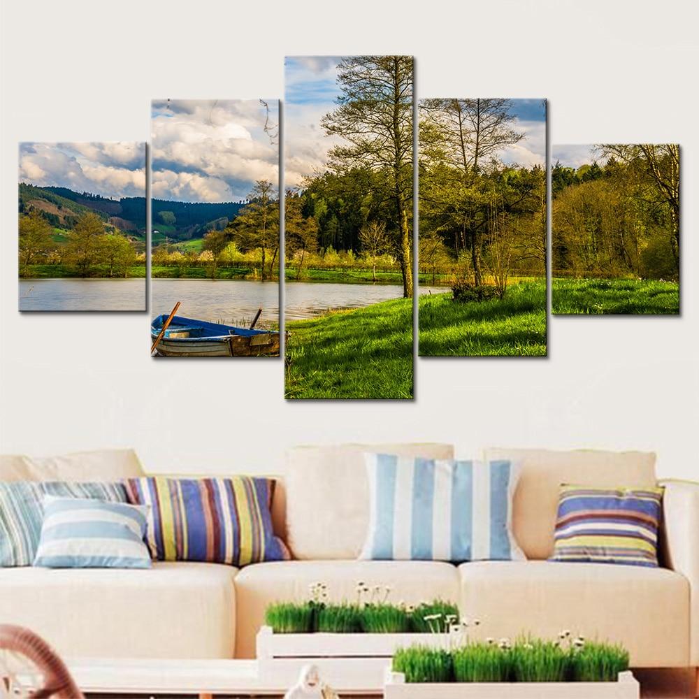 Boat And Lake – Nature Canvas Wall Art