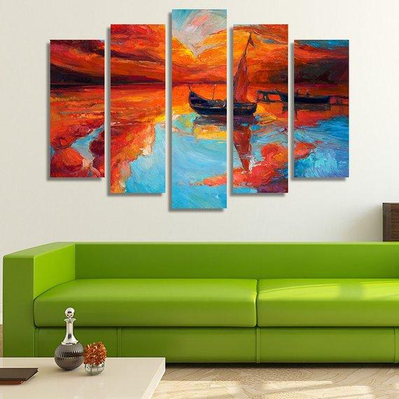 Boat And Sea 02 – Abstract Canvas Wall Art