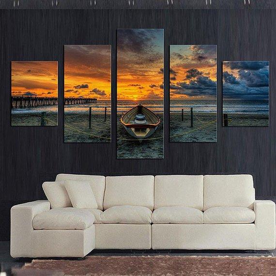 Boat By The Beach – Nature Canvas Wall Art