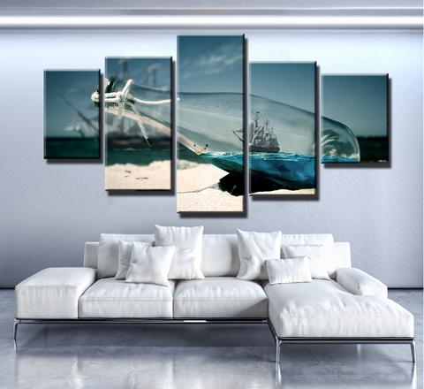 Boat In Bottle – Abstract Canvas Wall Art