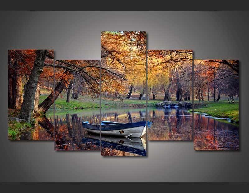 Boat In The Fall – Nature Canvas Wall Art