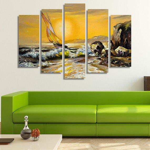 Boat In The Sea – Abstract Canvas Wall Art