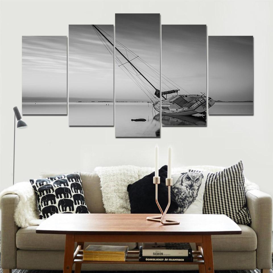 Boat On Sea 03 – Space Canvas Wall Art
